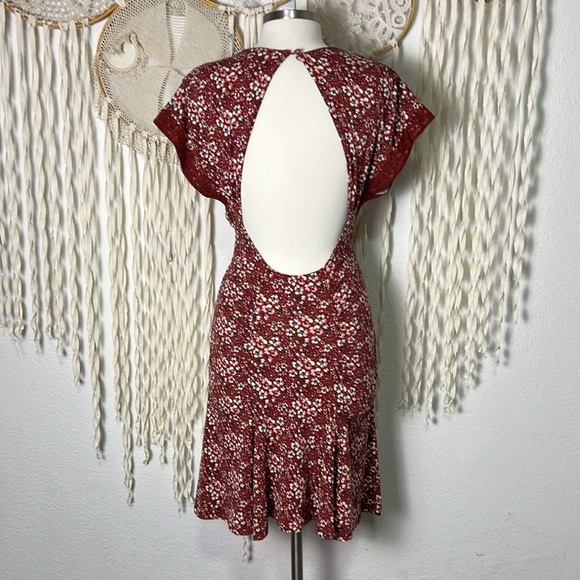 Free People NWOT Burgundy Floral Sweet Talker Mini Dress Size Small - Picture 8 of 13